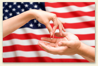US flag and hands separating indicating military divorce lawyer new york