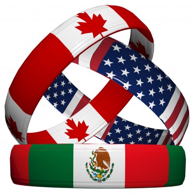 Rings showing countries involved with NAFTA